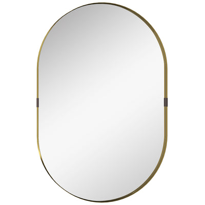 HOMCOM Wall Mirror, Bathroom Mirror with Elevated Aluminium Alloy Frame, 60 x 90 cm, Gold Tone