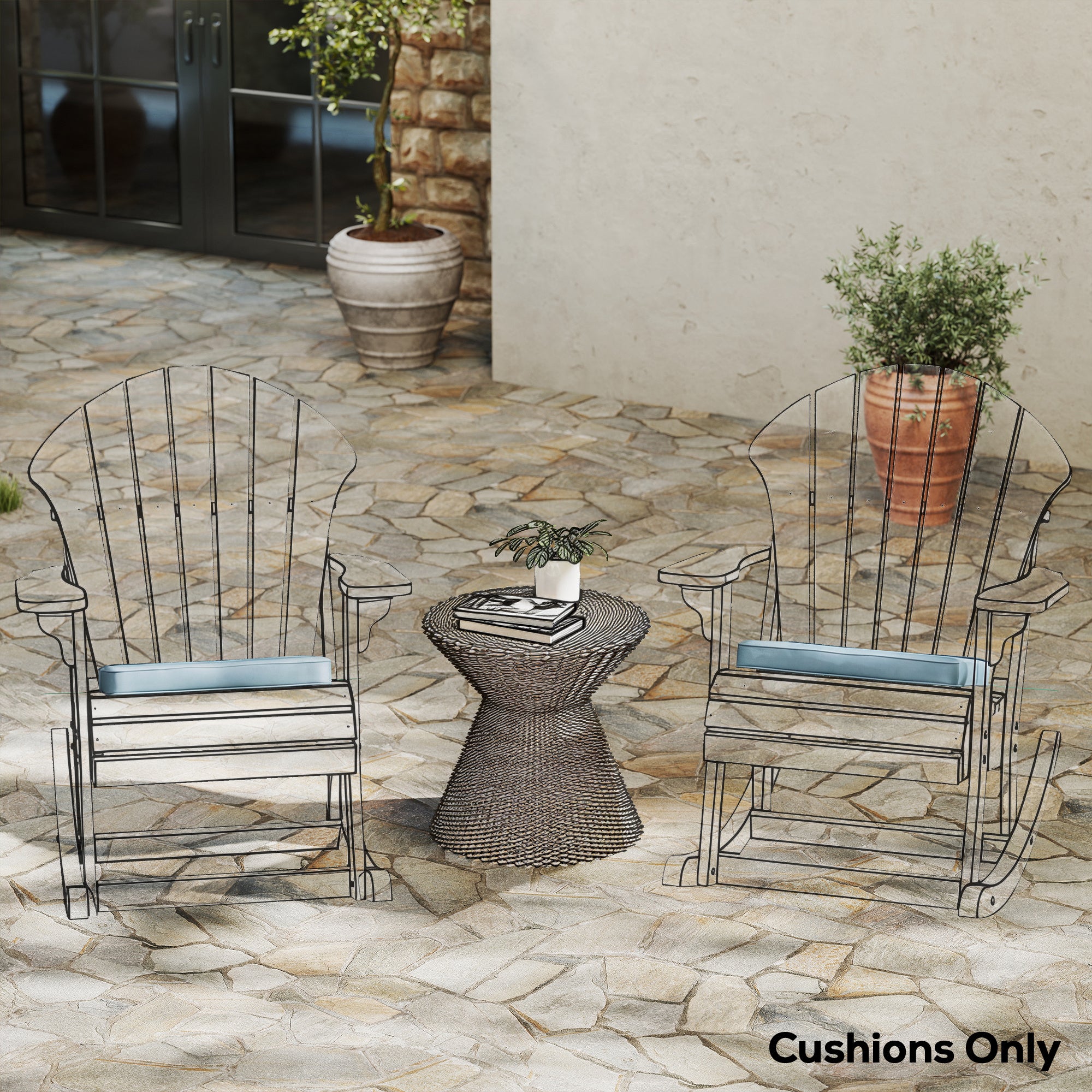 Outsunny Set of 6 Chair Cushion Seat Pads Dining Chair w/ Straps, Indoor Outdoor Removable Tie On Garden Patio, Light Grey 