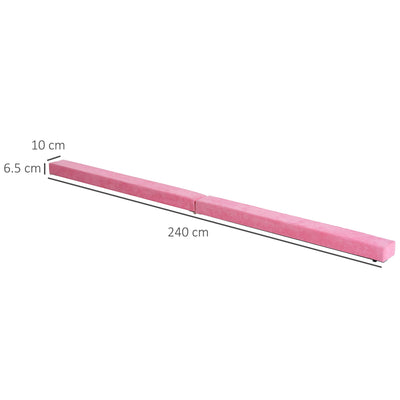 HOMCOM 2.4M 8FT Gymnastics Folding Balance Beam Home Gym Training Exercise Sports - Pink 