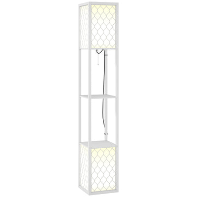 HOMCOM Duo Light Floor Shelves - White 