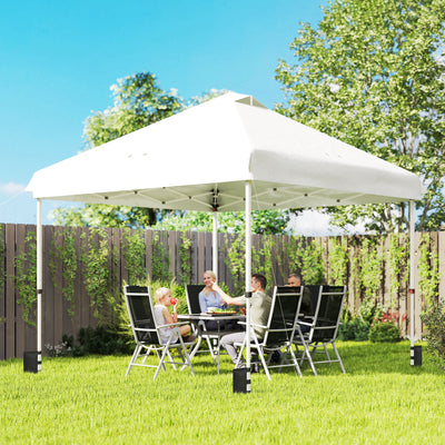 Outsunny 3 x 3 m Pop Up Gazebo with Wheels, UPF50+ One-Touch Outdoor Garden Party Tent Marquee Wedding Awning Canopy, White 