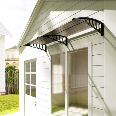 Outsunny Front Door Canopy, Outdoor Awning, Rain Shelter, 200 x 96cm, Brown 