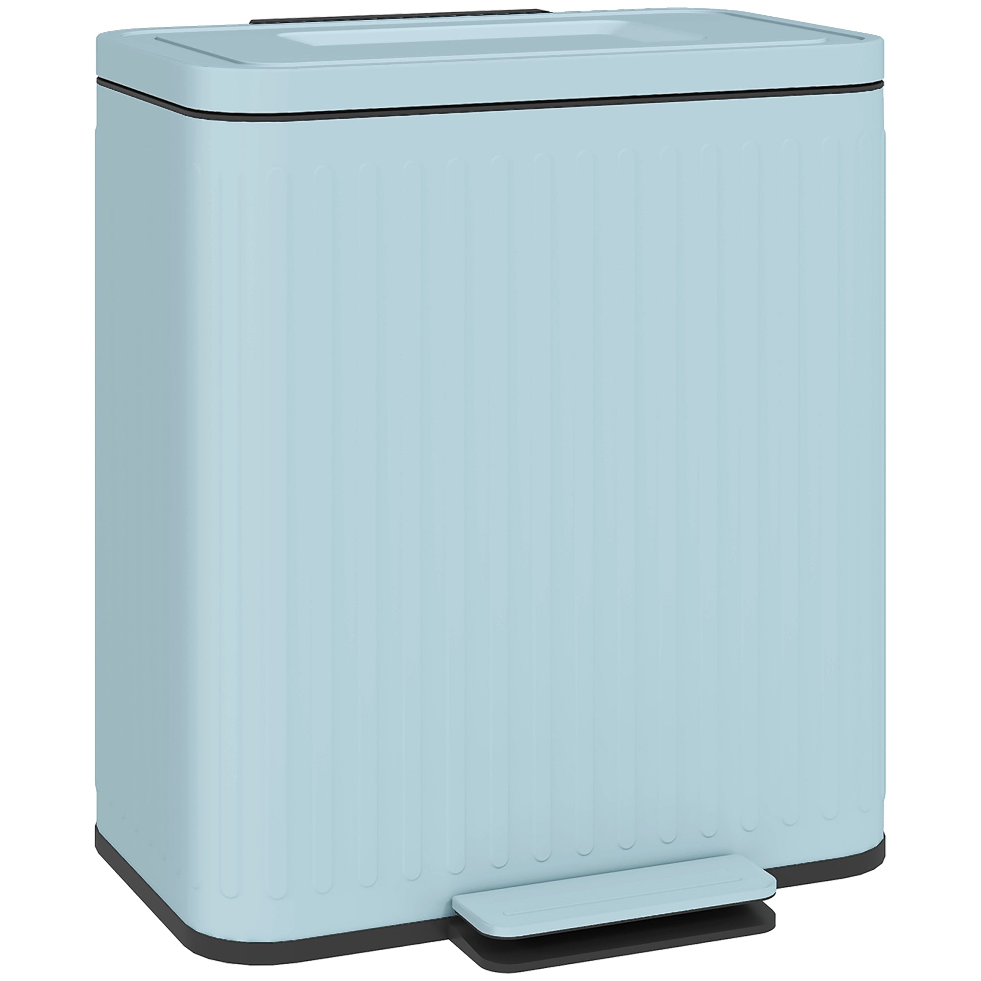 HOMCOM Dual Kitchen Bin, 2 x 20L Double Bin for Recycling and Waste, Fingerprint-proof Pedal Bin with Soft-Close Lid, Removable Inner Buckets, Light Green 