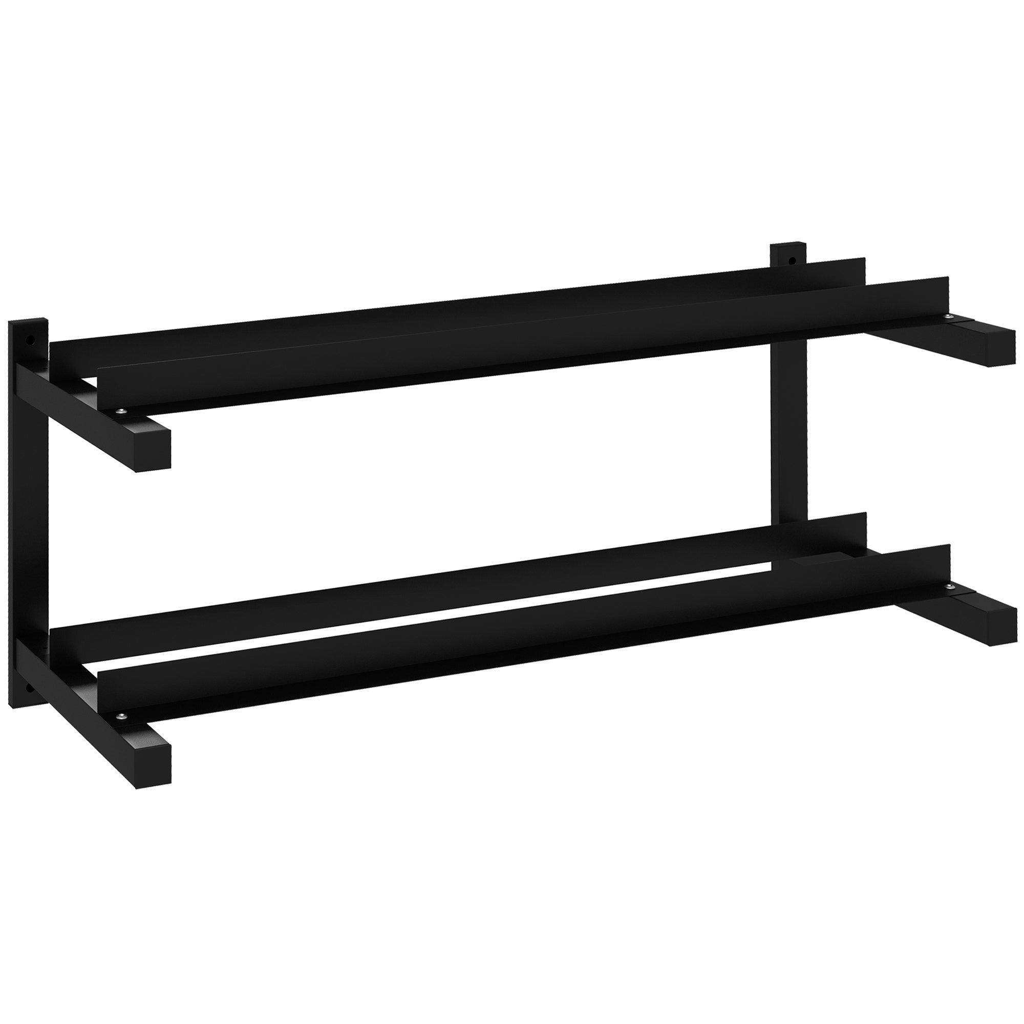 SPORTNOW Wall-Mounted Dumbbell Rack, 2-Tier Weight Stand, Space-Saving and Multi-Functional Steel organiser for Home Gym, Black 