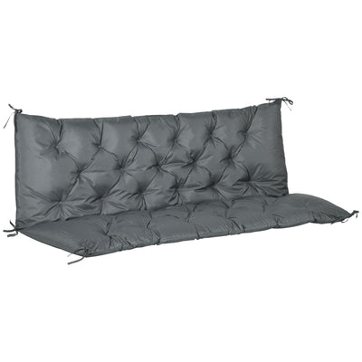 Outsunny 3 Seater Bench Cushion, Garden Chair Cushion with Back and Ties for Indoor and Outdoor Use, 98 x 150 cm, Dark Grey 