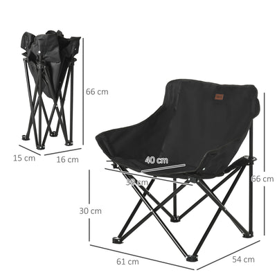 Outsunny Camping Chair, Lightweight Folding Chair with Carrying Bag and Storage Pocket, Perfect for Festivals, Fishing, Beach and Hiking, Black 