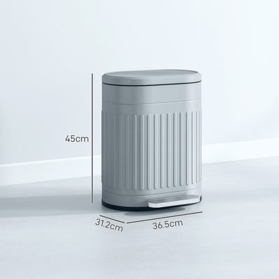 HOMCOM 20L Metal Kitchen Bin, with Soft-Close Lid - Grey 
