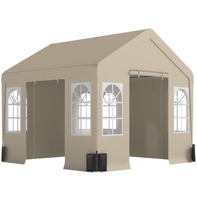 Outsunny 3 x 3 m Party Tent, Outdoor Canopy Tent Shelter with Removable Sidewalls, 4 Zipped Doors, for Parties, Wedding, Beige 