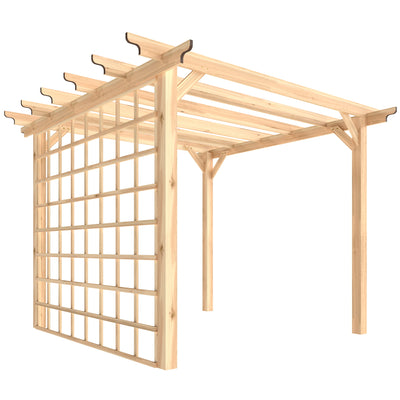 Outsunny 3 x 3 m Wooden Pergola Kit, Garden Pergola Gazebo Arch with Trellis for Climbing Vines, Flowers, Nature Wood Finish 