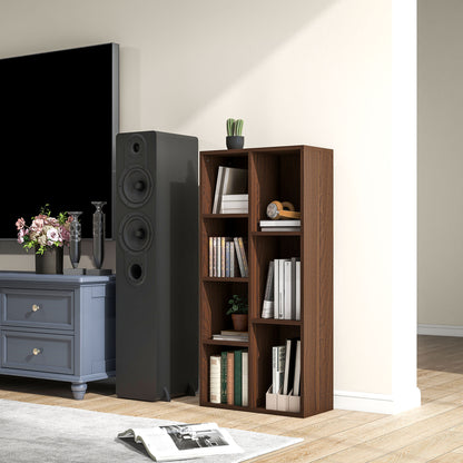 HOMCOM Seven-Cube Bookcase - Walnut Wood Effect 