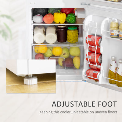 HOMCOM 88L Under Counter Fridge Freezer, Small Refrigerator with 5-Setting, 3 Star Freezer Rating, White 