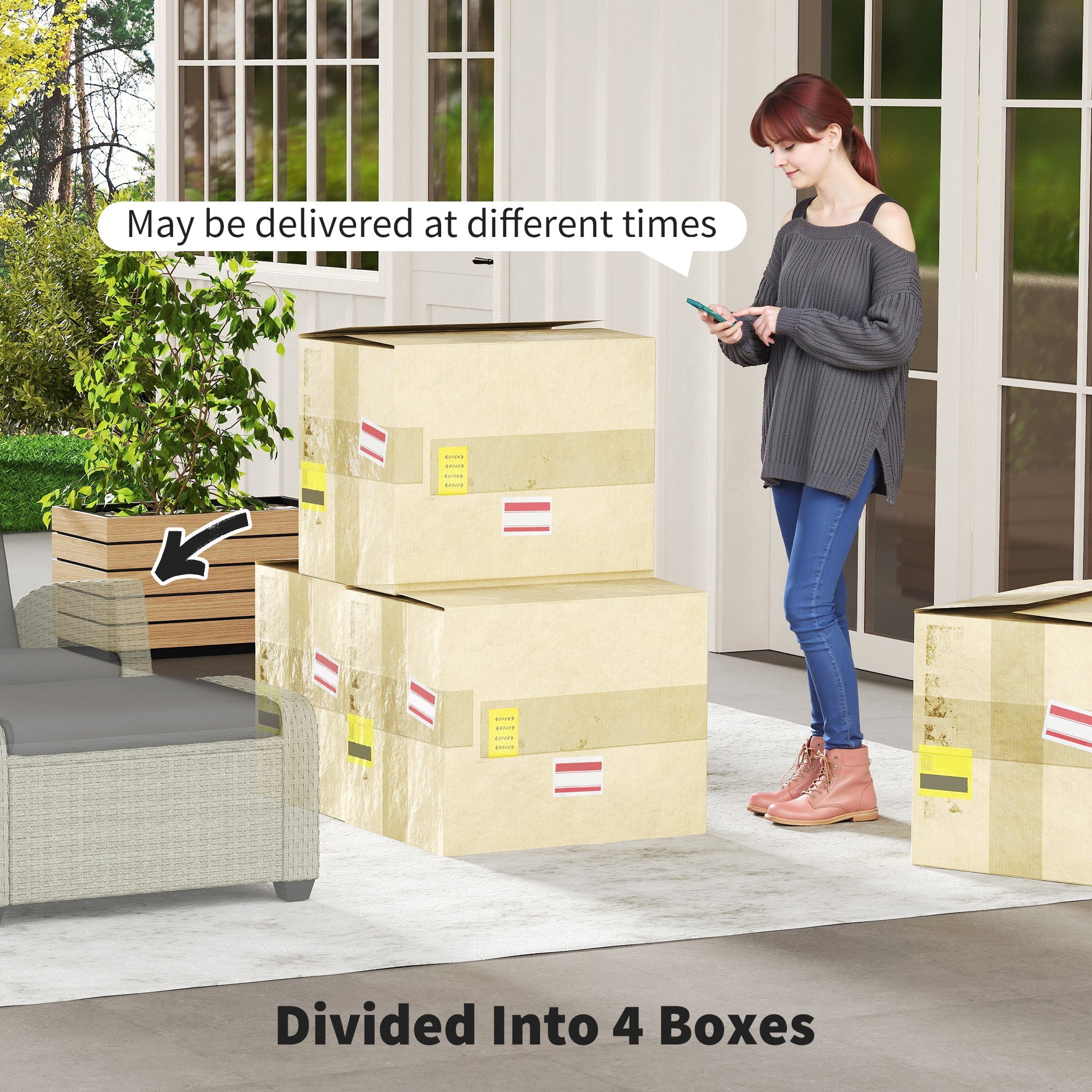 Outsunny 5-Piece Rattan Garden Furniture Set with Cushions - Charcoal Grey 