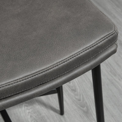 HOMCOM Breakfast Bar Stools Set of 2, Microfibre Upholstered Barstools, Industrial Bar Chairs with Curved Seat and Steel Frame for Dining Room, Kitchen, Grey 