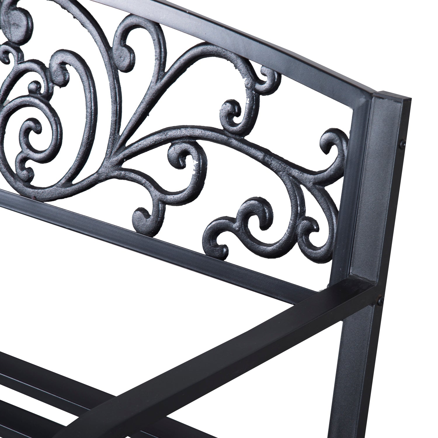 Outsunny 2-Seater Garden Bench, Steel-Black 