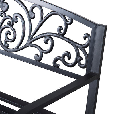 Outsunny 2-Seater Garden Bench, Steel-Black 