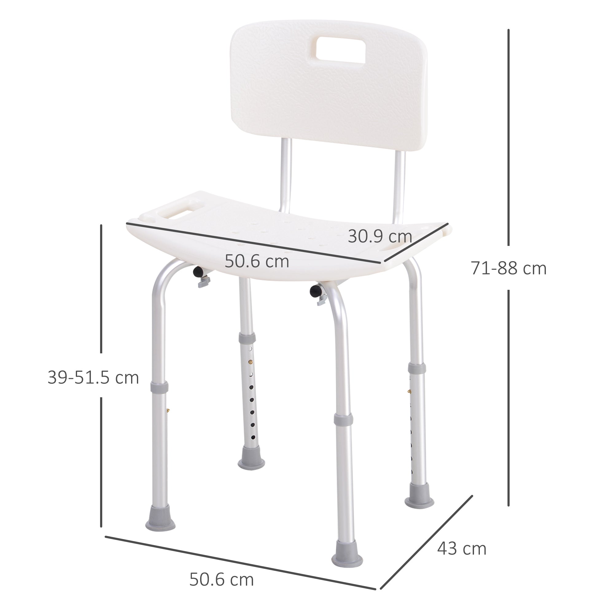 HOMCOM Bath Chair Shower Stool Safety Seat Bathroom Adjustable Positions Elderly Aids 