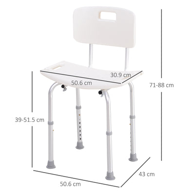 HOMCOM Bath Chair Shower Stool Safety Seat Bathroom Adjustable Positions Elderly Aids 