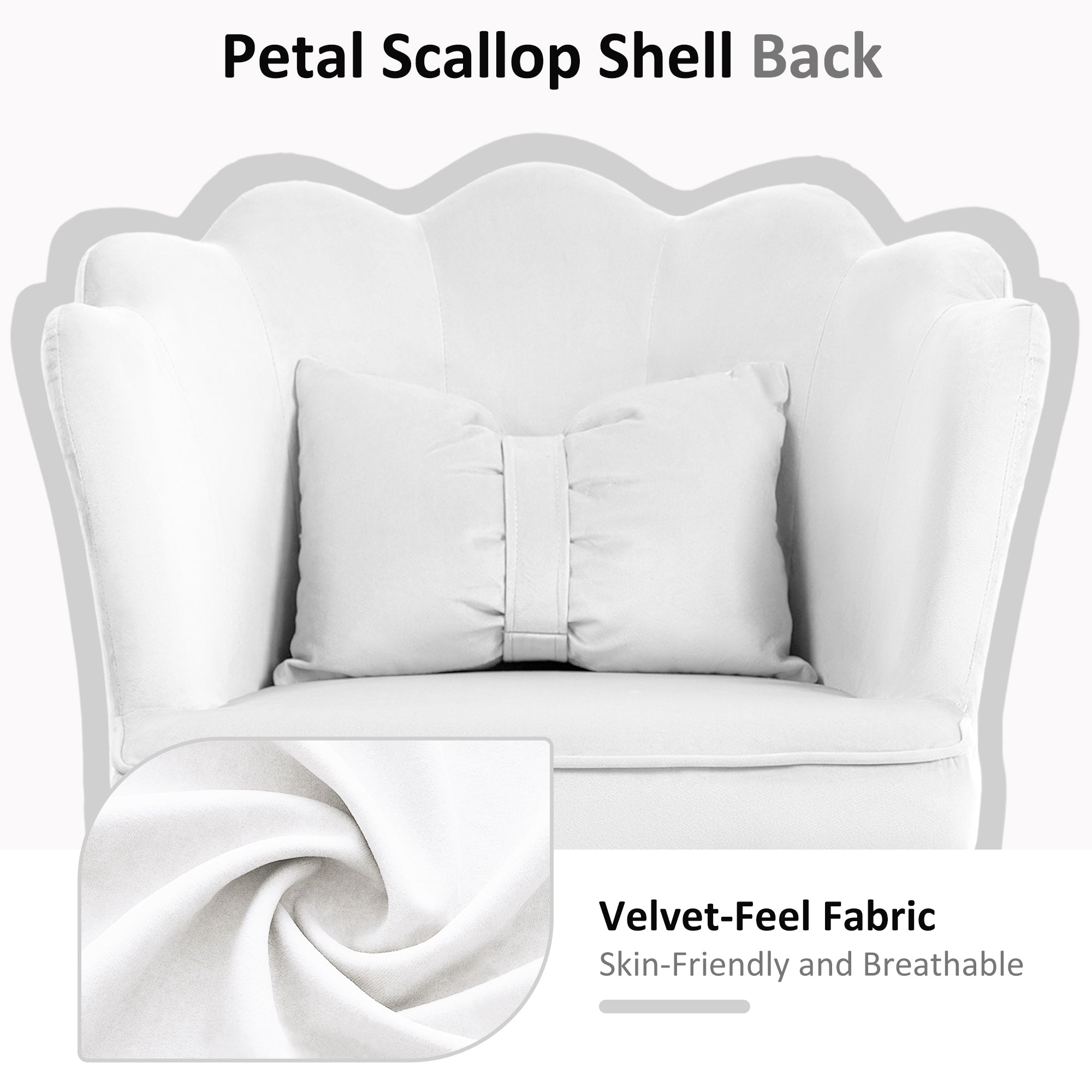 HOMCOM Velvet-Feel Petal Back Office Chair - White 