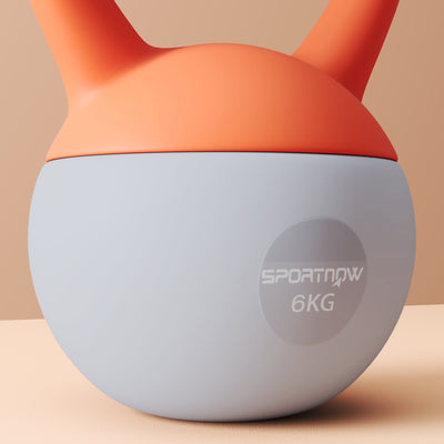 SPORTNOW Soft Kettlebell, 6kg Kettle Bell with Non-Slip Handle for Home Gym Weight Lifting and Strength Training, Orange and Grey 