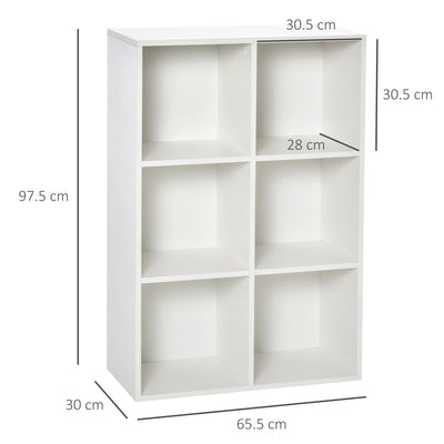 HOMCOM Six-Cube Bookcase - White Wood Effect 