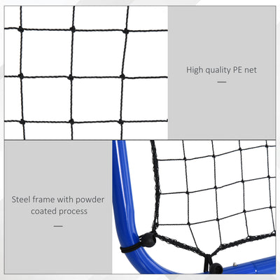 HOMCOM Double Sided Football Rebounder Net, Football Rebound Goal with Five Adjustable Angles, Blue 