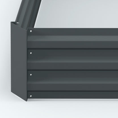 Outsunny Set of 2 291L Raised Garden Bed, Elevated Galvanised Planter Box for Flowers, Herbs, 100x100x30cm, Dark Grey 