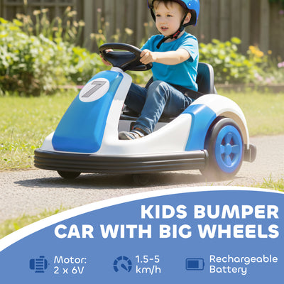 AIYAPLAY Kids Bumper Car with 360-Degree Rotation, 6V Electric Ride On Car with Music and Horn for 3-8 Years Old, Blue 