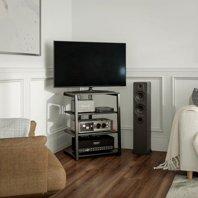 HOMCOM HiFi Stand, with Four Storage Shelves - Black 