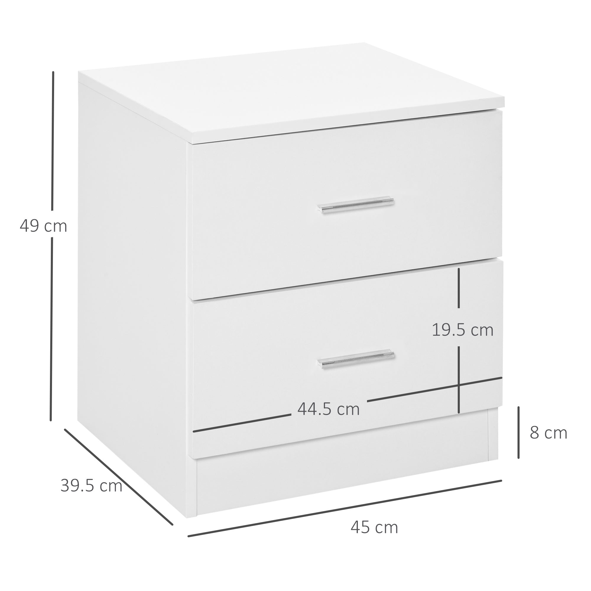 HOMCOM Bedside Table with 2 Drawers, Modern Nightstand, Cabinet Drawers Side Storage Unit for Bedroom, Living Room 