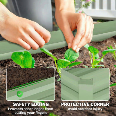 Outsunny Set of Two 100 x 60cm Steel Planter Boxes - Light Green 