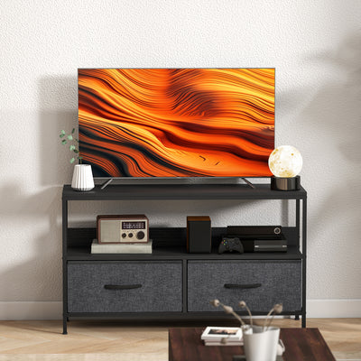 HOMCOM TV Stand Cabinet with 2 Foldable Drawers - Black 
