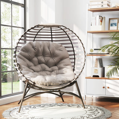 Outsunny Egg Chair with Cushion & Side Pocket - Light Grey 