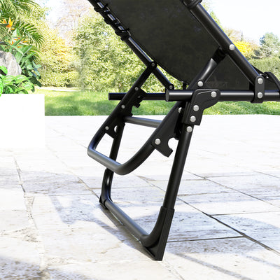 Outsunny Set of Two Folding Sun Loungers, with Four-Position Backs - Black 