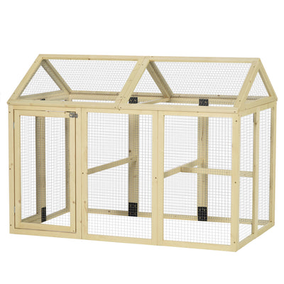 PawHut Large Chicken Run, Wooden Chicken coop, with Combinable Design - Natural Wood Finish 