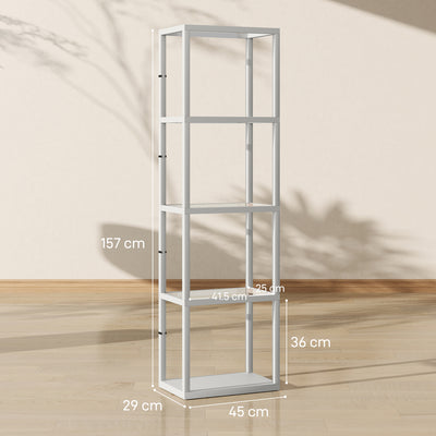 HOMCOM LED Floor Lamp with Glass Shelves, 4 Layers Dimmable Tall Standing Lamp, Modern Column Shelf Floor Light for Living Room, Bedroom, Office, Grey 