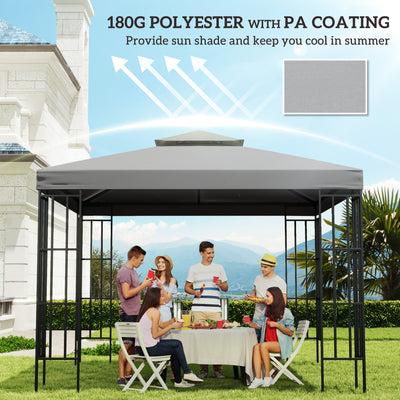 Outsunny 3(m) Gazebo Top Cover Double Tier Canopy Replacement Pavilion Roof Light Grey 