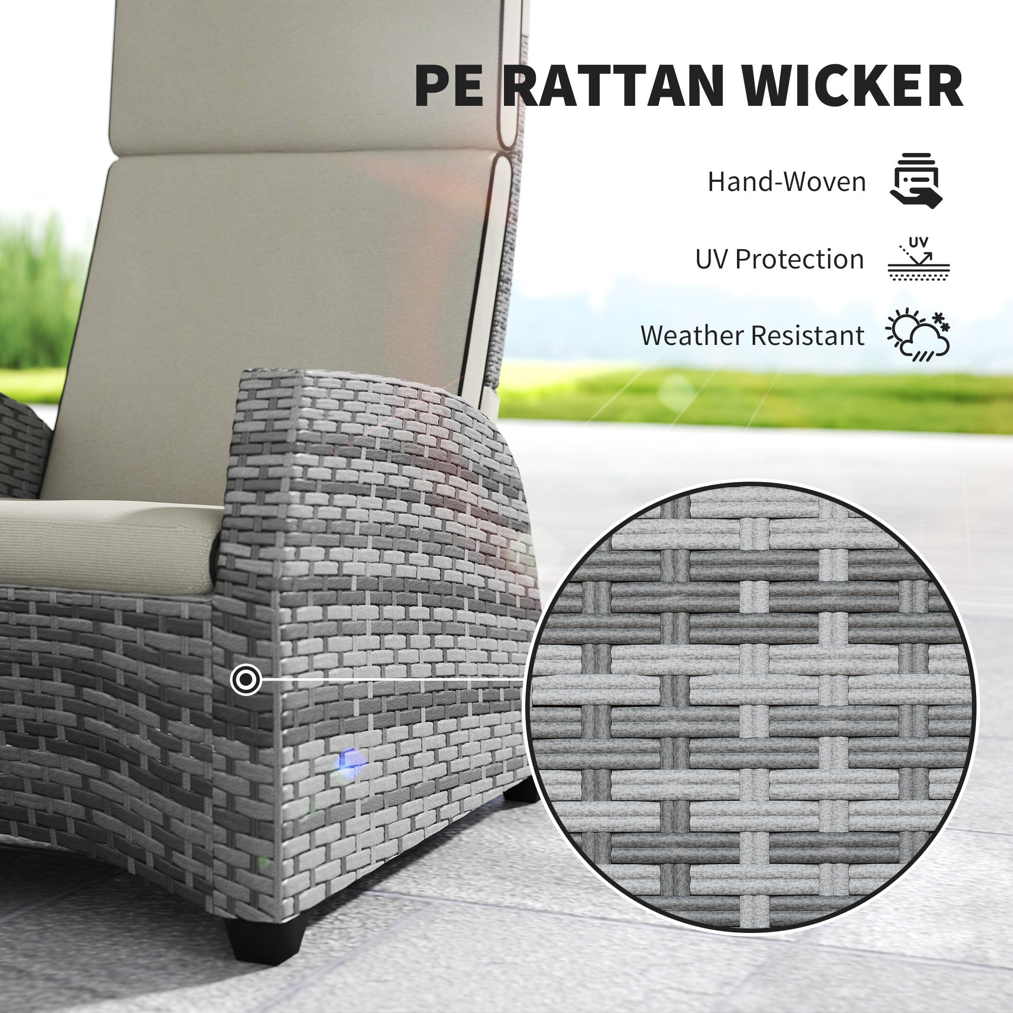 Outsunny 5-Piece Rattan Garden Furniture Set with Cushions - Grey 