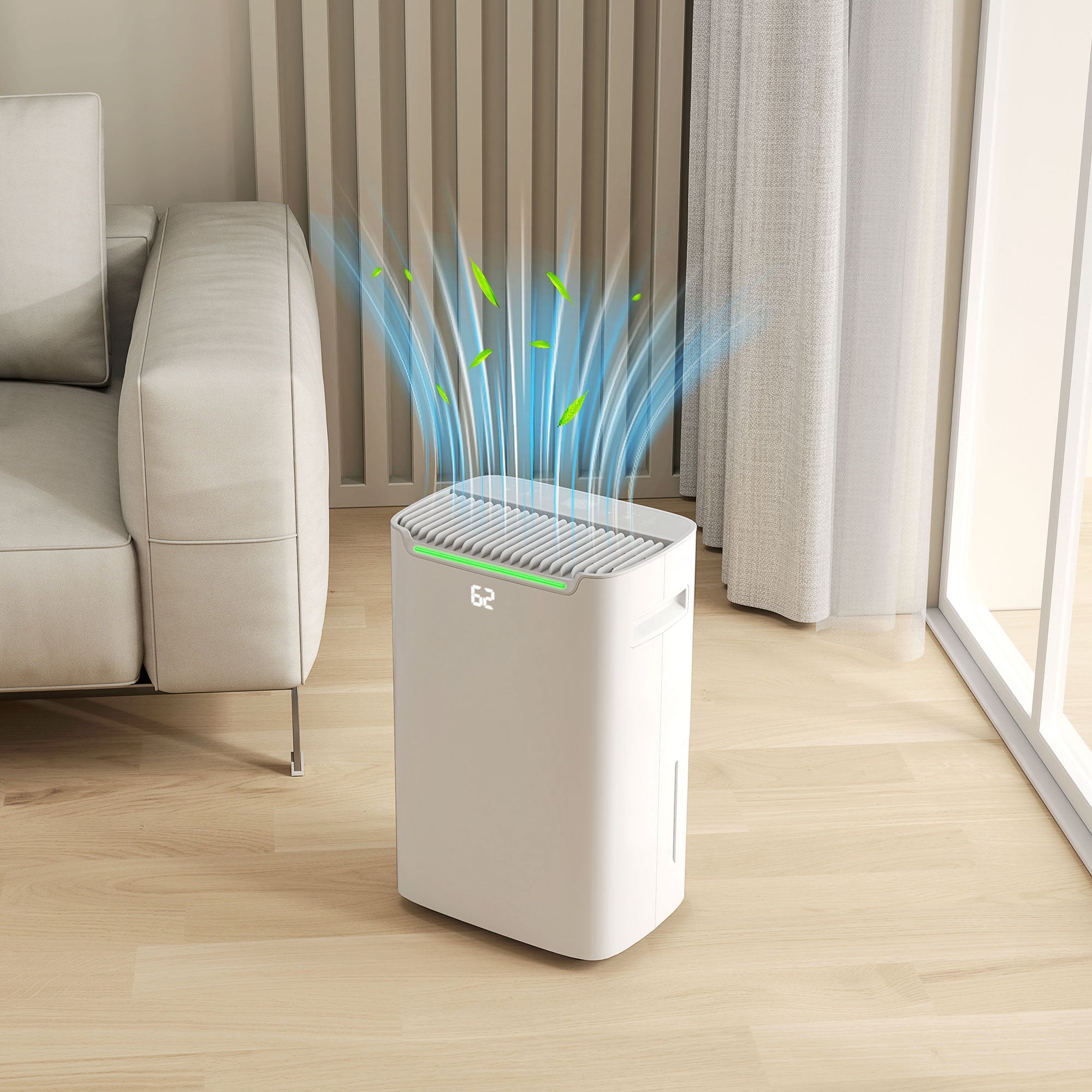 HOMCOM 20L/Day Dehumidifier with Continuous Drainage, 2.5L Water Tank, 24H Timer On/off, Digital Humidity Display, Air Filter, Dehumidifier for Home Damp, Bedroom, Condensation, Mould, Laundry Drying 
