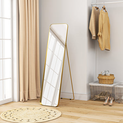 HOMCOM 40 x 160 cm Rectangular Full Length Mirror - Gold Tone 