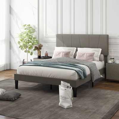 HOMCOM Double Velvet-Feel Headboard Bed Frame - Grey 