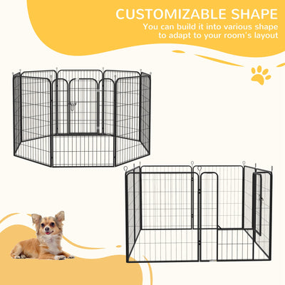 PawHut 8 Panels Heavy Duty Puppy Playpen, for Large, Medium Dogs, Indoor and Outdoor Use - Black 