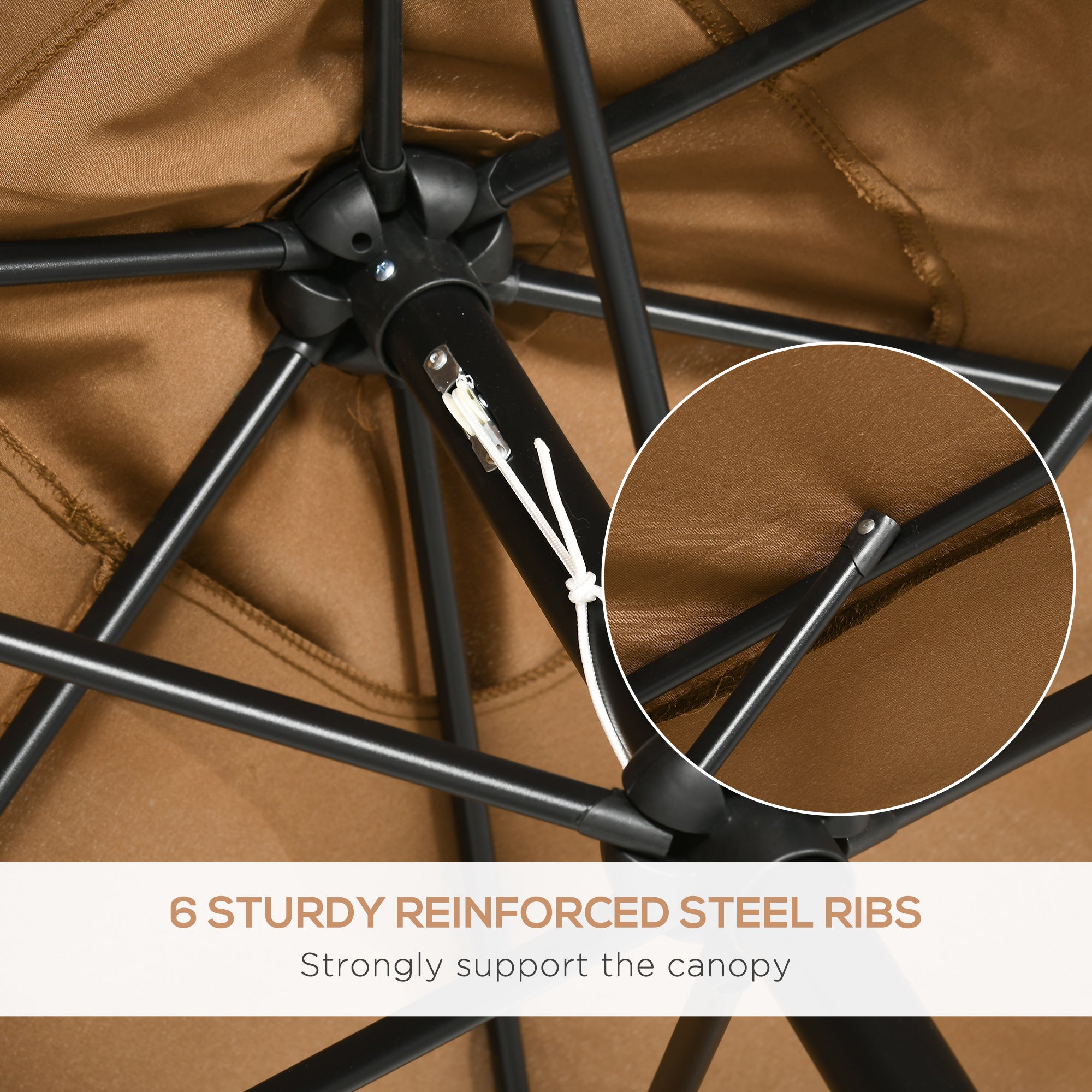 Outsunny 3x2m Garden Parasol Umbrella Outdoor Sun Shade Canopy with Tilt and Crank, Aluminium Frame Rectangular, Brown 