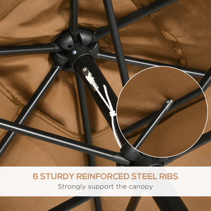 Outsunny 3x2m Garden Parasol Umbrella Outdoor Sun Shade Canopy with Tilt and Crank, Aluminium Frame Rectangular, Brown 