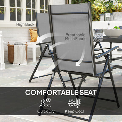 Outsunny Seven-Piece Steel Outdoor Dining Set, with Parasol Hole - Grey 