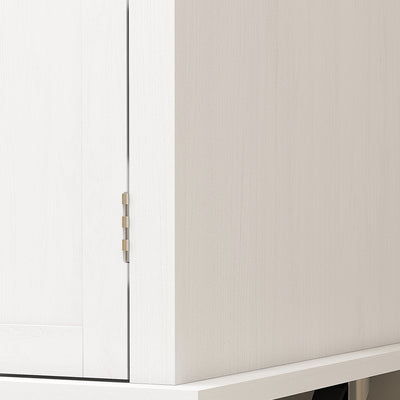HOMCOM Rolling Kitchen Island Storage Trolley with Rubber Wood Top & Drawers for Dining Room, White 
