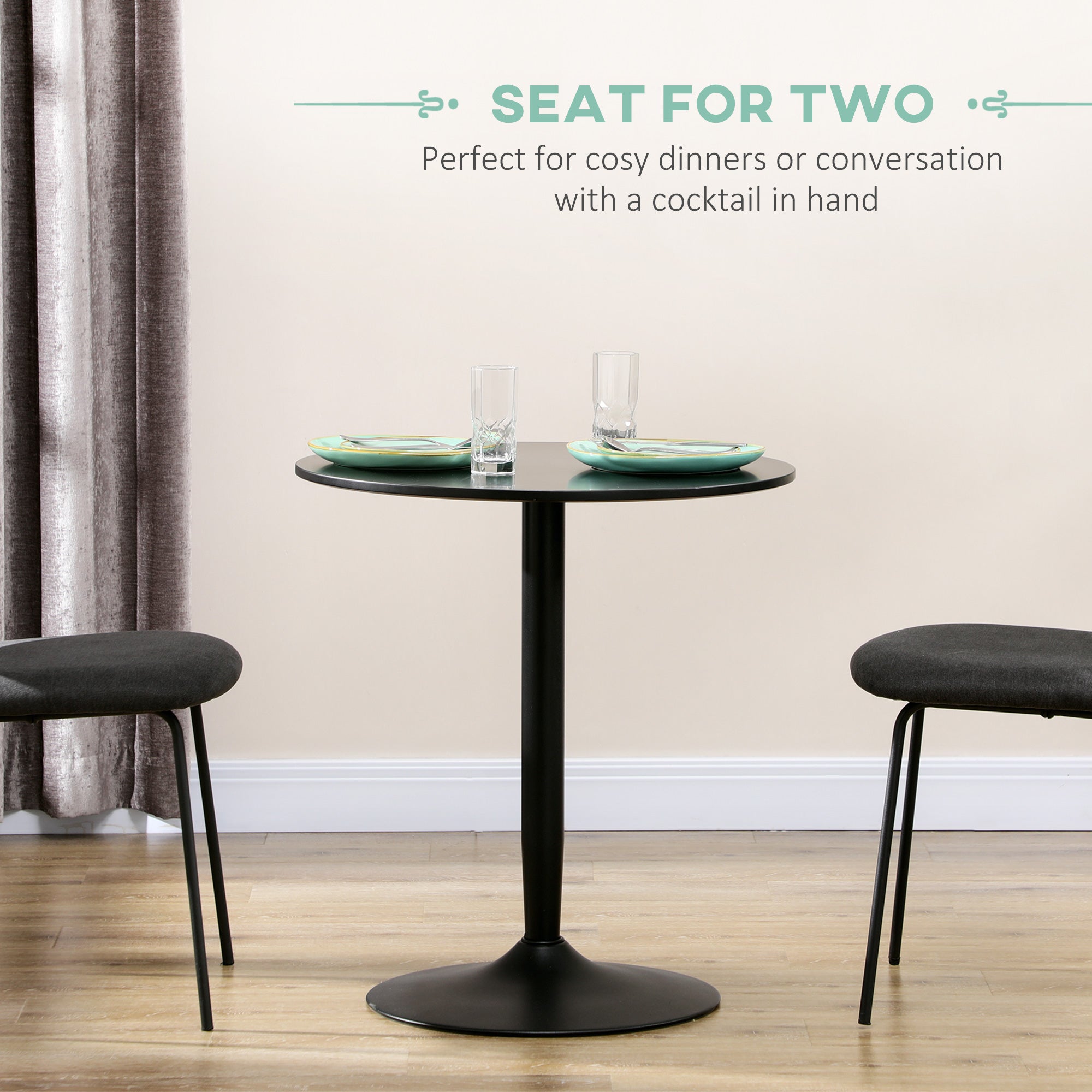 HOMCOM 75H x \'ce\'a670cm Two-Person Minimalistic Dining Table - Black 