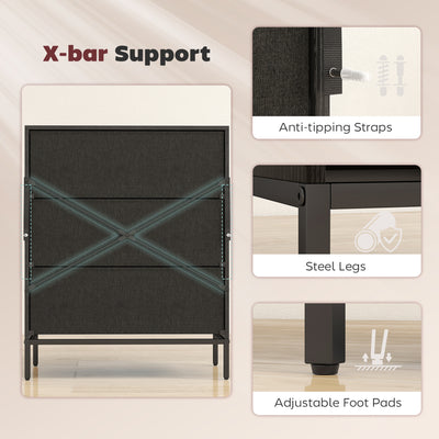 HOMCOM Chest of Drawers, Dresser with 3 Fabric Drawers and Aluminium Handles - Black 
