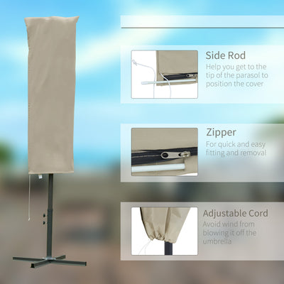 Outsunny Outdoor Cantilever Umbrella Cover with Rod, Zipper, Khaki 