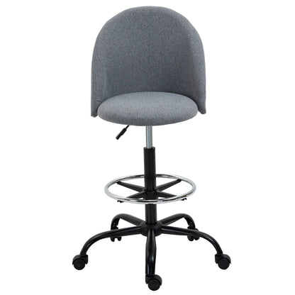 Vinsetto Ergonomic Drafting chair Adjustable Height w/ 5 Wheels Padded Seat Footrest 360° Swivel Freely Comfortable Versatile Use For Home Office - Grey 