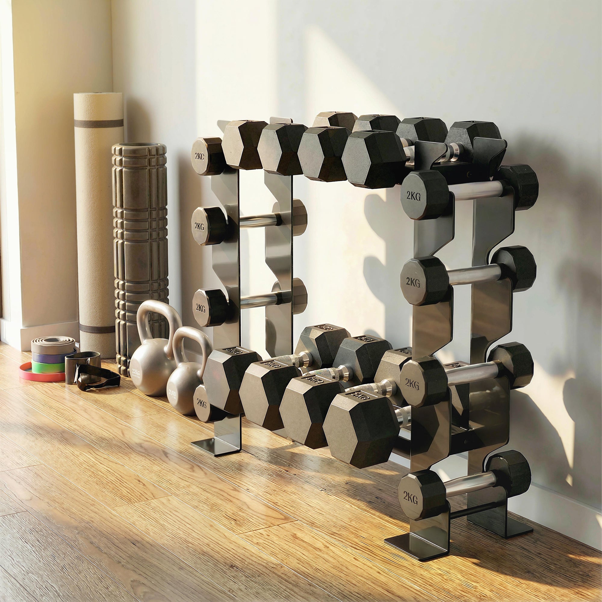 SPORTNOW 4-Tier Dumbbell Rack, Heavy-Duty Weight Rack for Dumbbells, Kettlebells and Multiple Balls, 200 KG Capacity, Black 